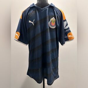 Puma Chivas Guadalajara Soccer Jersey Large Navy Orange